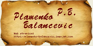 Plamenko Balančević vizit kartica